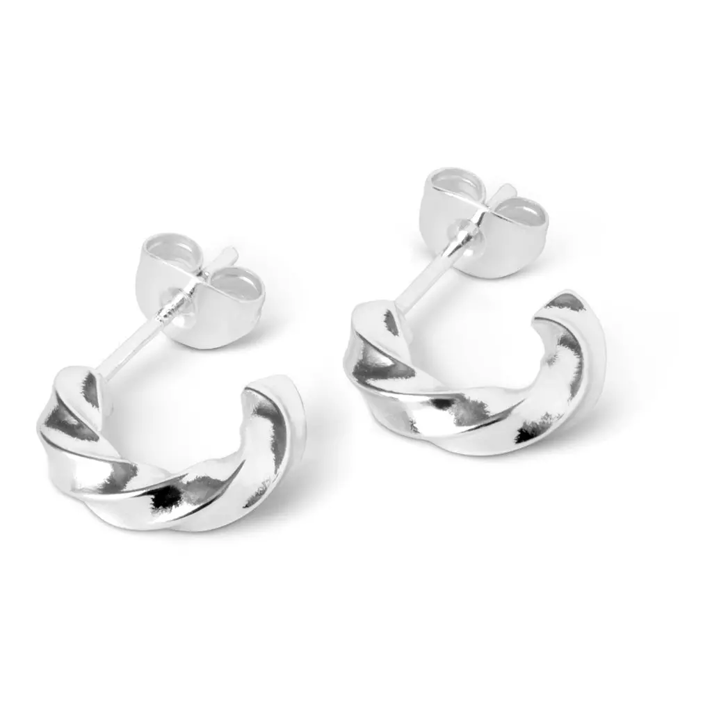 Swirl Hoops Small Pair - Silver Plated 1