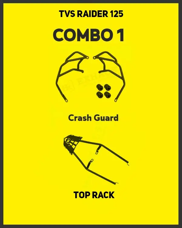 Combo 1 Tvs Raider 125 Crash Guard + Top Rack – Ht Exhaust 1