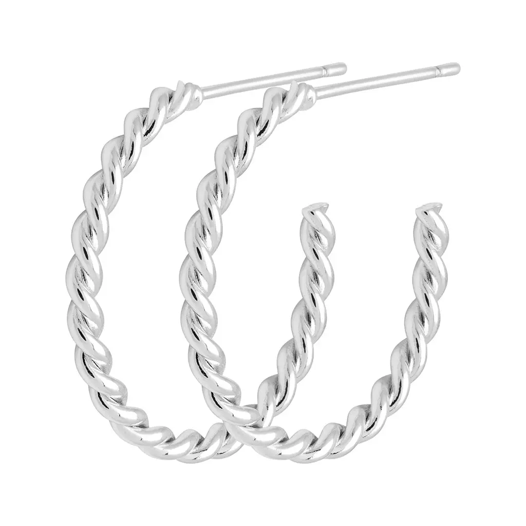 Twisted Hoops Pair - Silver Plated 1