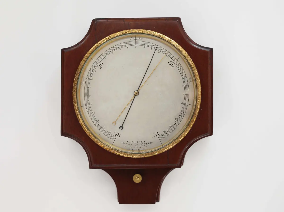 Early Victorian Mahogany Wall Aneroid Barometer By Cw Dixey Of London 1