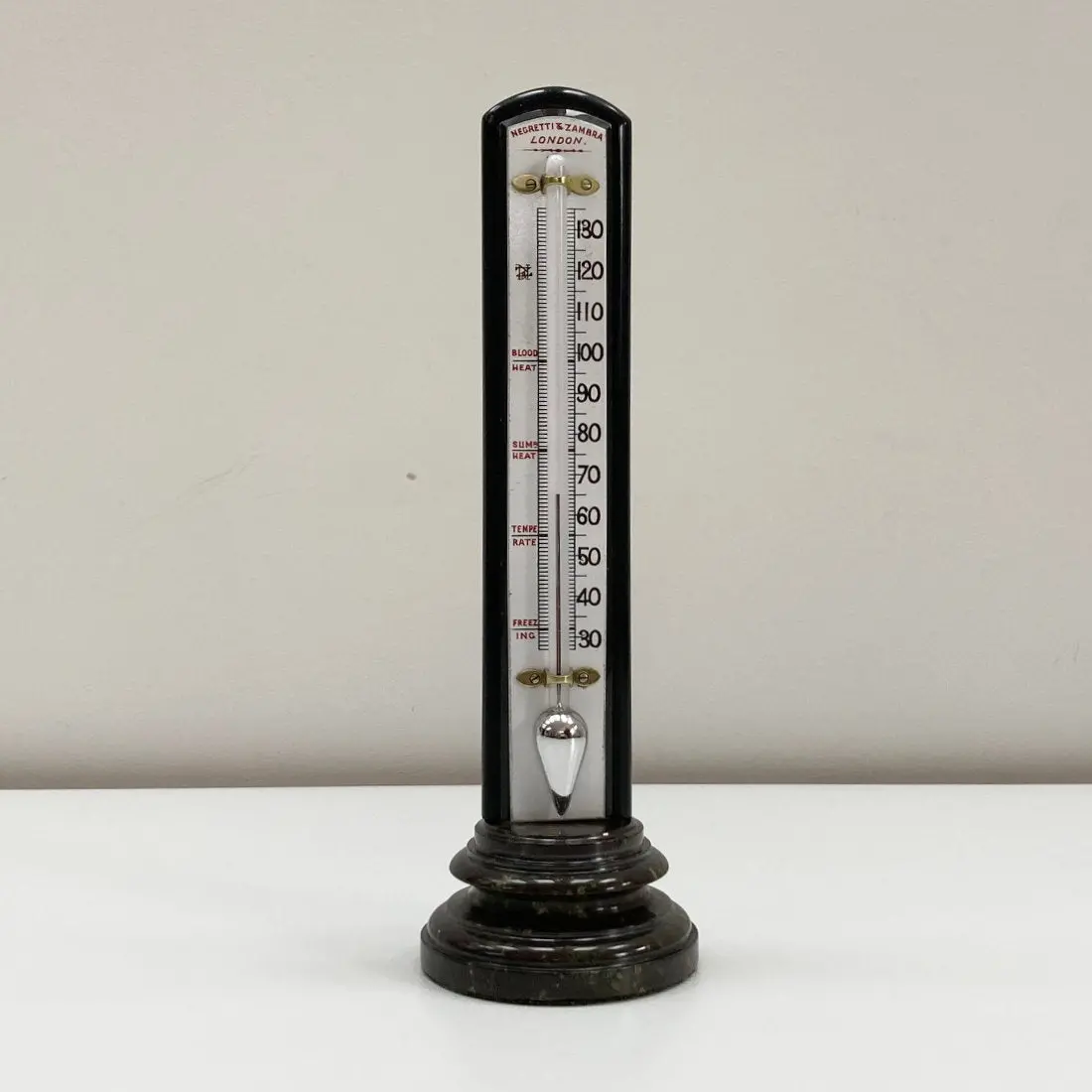 Large Victorian Desk Thermometer On Serpentine Base By Negretti & Zambra London 1
