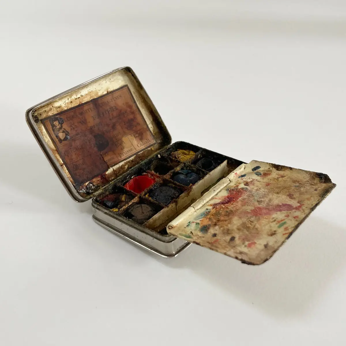 Mid Victorian Miniature Water Colour Paint Box By Aw Faber, Germany 1