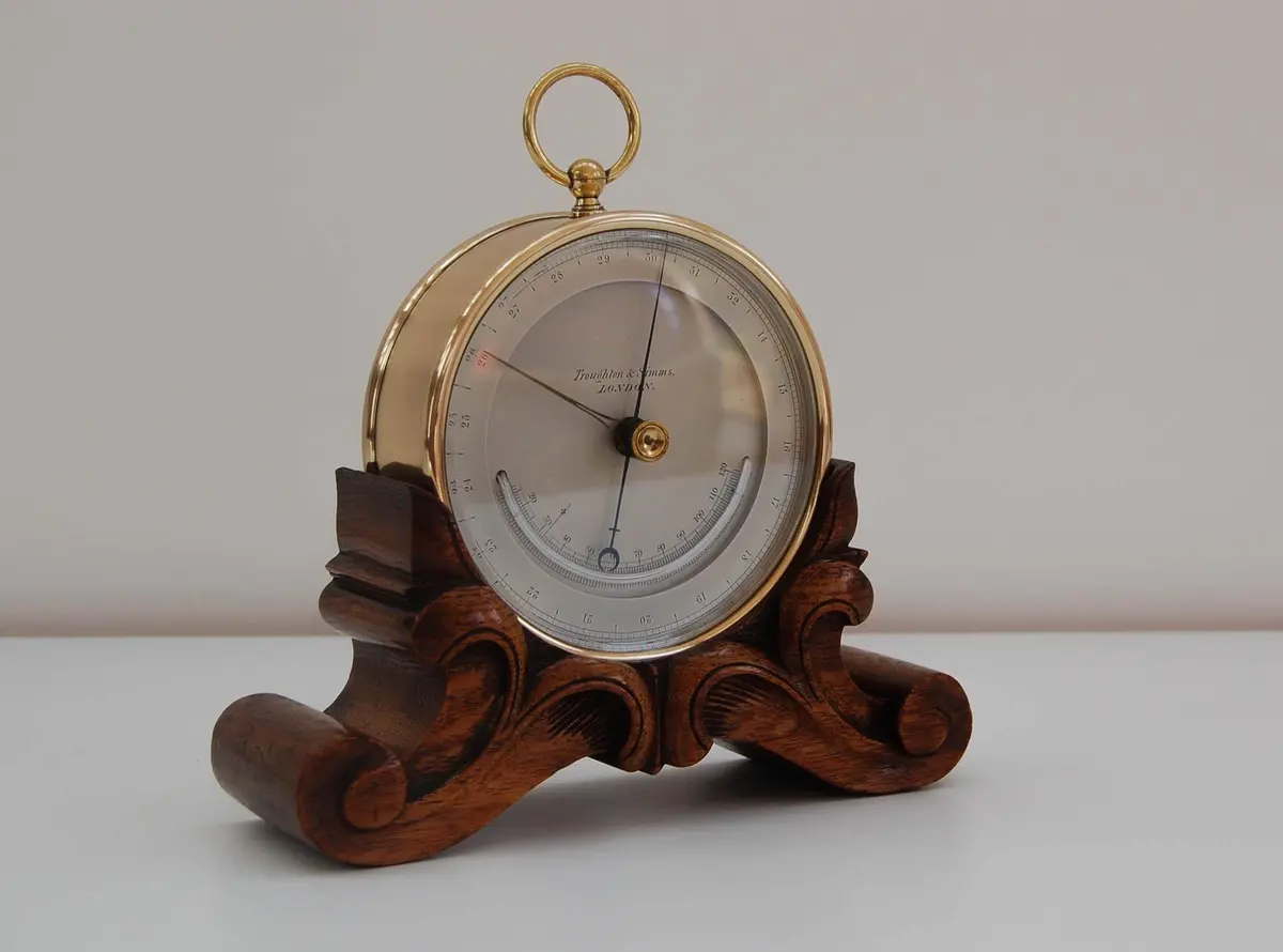 Early Victorian Aneroid Barometer On Stand By Troughton & Simms & Engraved To George Sibley 2
