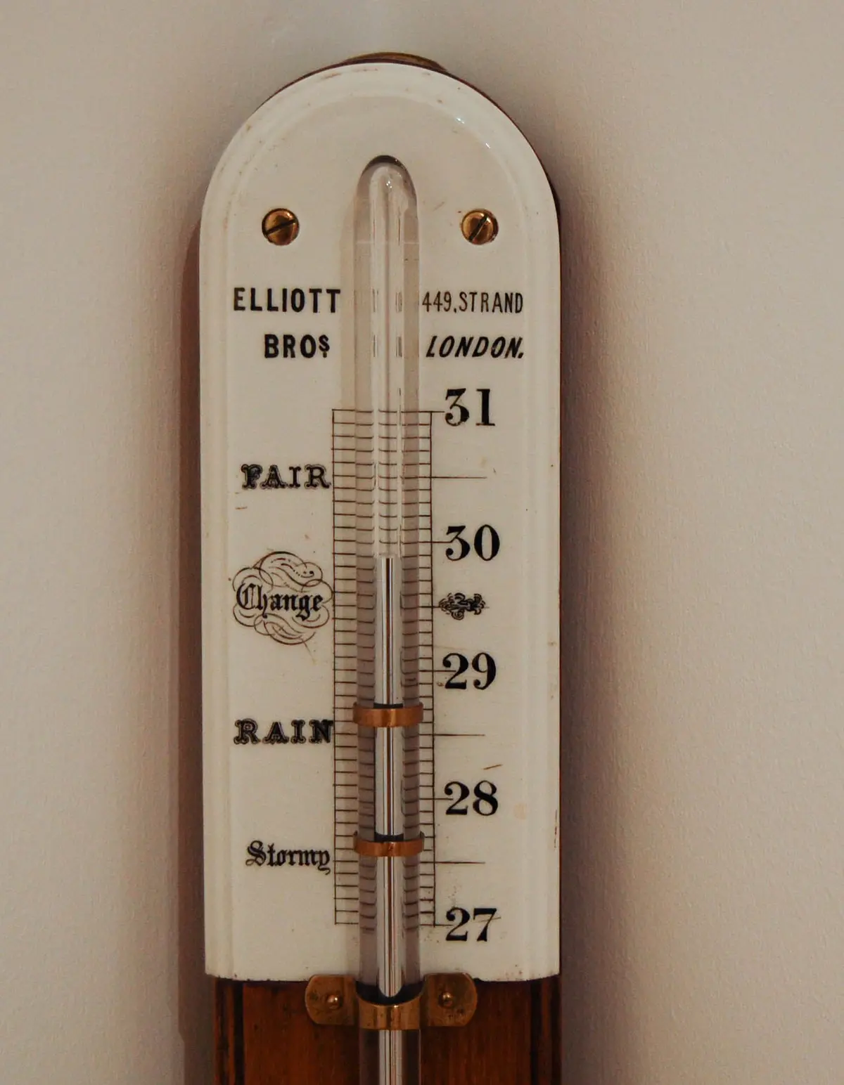 Mid Victorian Golden Oak Stick Barometer By Elliott Brothers London 1