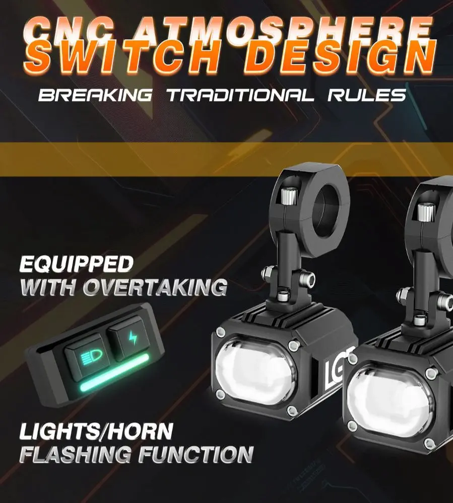 Mk07 Spotlight | Ip67 Waterproof | Auxiliary Lights With Harness | Compatible For All Motorcycles And Cars - Premium By Lgp (18 Months Warranty) 1