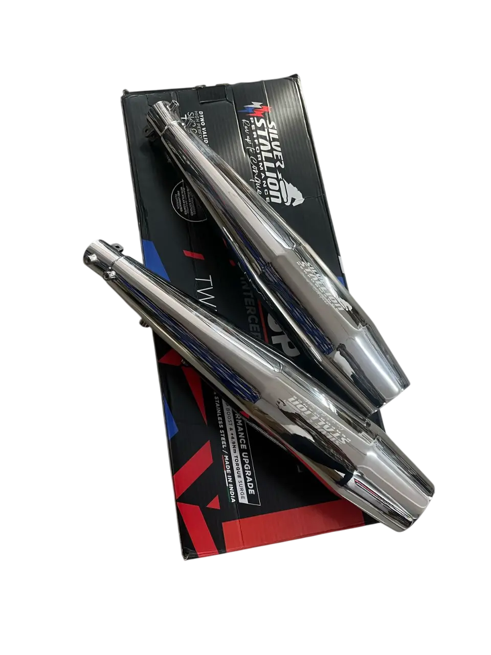 Re Interceptor 650 /Gt 650 | Silver Stallion | Dyno High Performance Exhaust System | Silver Glossy Finish | Twin, Ss304 - Life Time Warranty 1