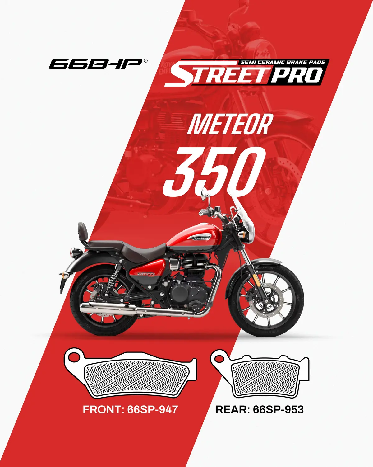 Royal Enfield Meteor 350 / Reborn Street Pro Semi Ceramic Brake Pads 1
