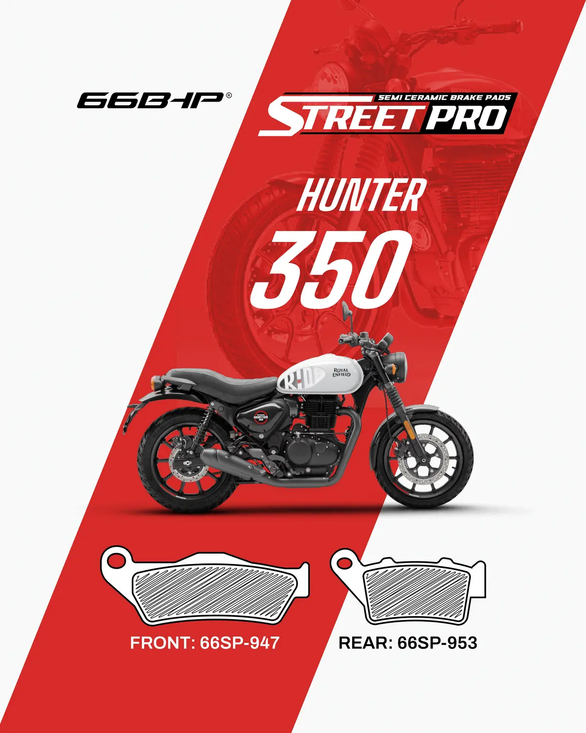 Royal Enfield Hunter 350 Street Pro Semi Ceramic Brake Pads 1