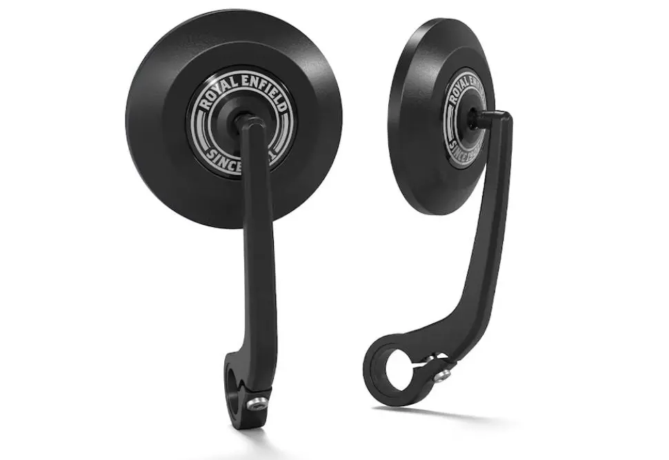 Handle Bar End Side Mirror ( New Edition ) For Royal Enfiled Guerrilla 450 & Continental Gt 650, Interceptor 650, Bear 650, Classic 650, Super Meteor 650,Classic 350, Hunter 350, Meteor 350, Goan Classic 350 Round Mirrors 1