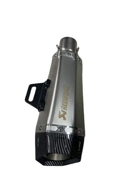 Akrapovic Silver Carbon Fiber Exhaust Fish Cut  Stainless Steel Slip On Exhaust Silencer  For All Bikes/Motorcycle - Universal 1