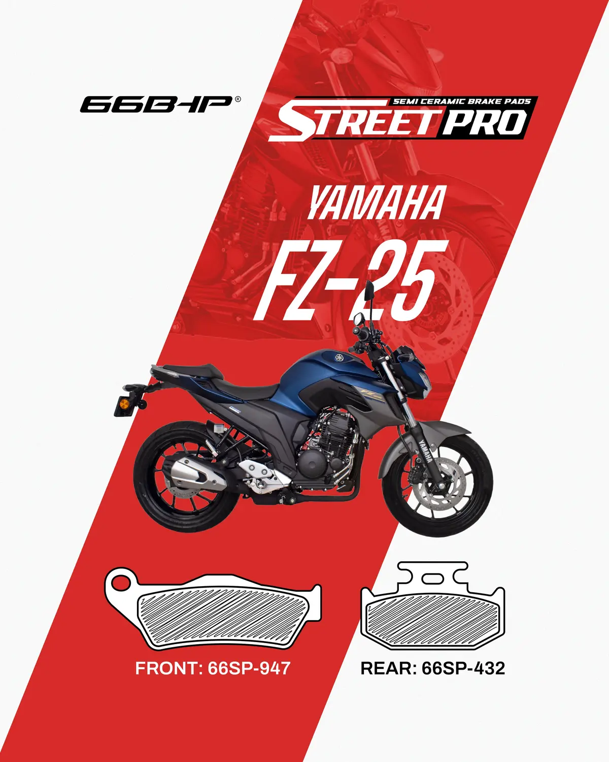 Yamaha Fz25 Street Pro Semi Ceramic Brake Pads 1