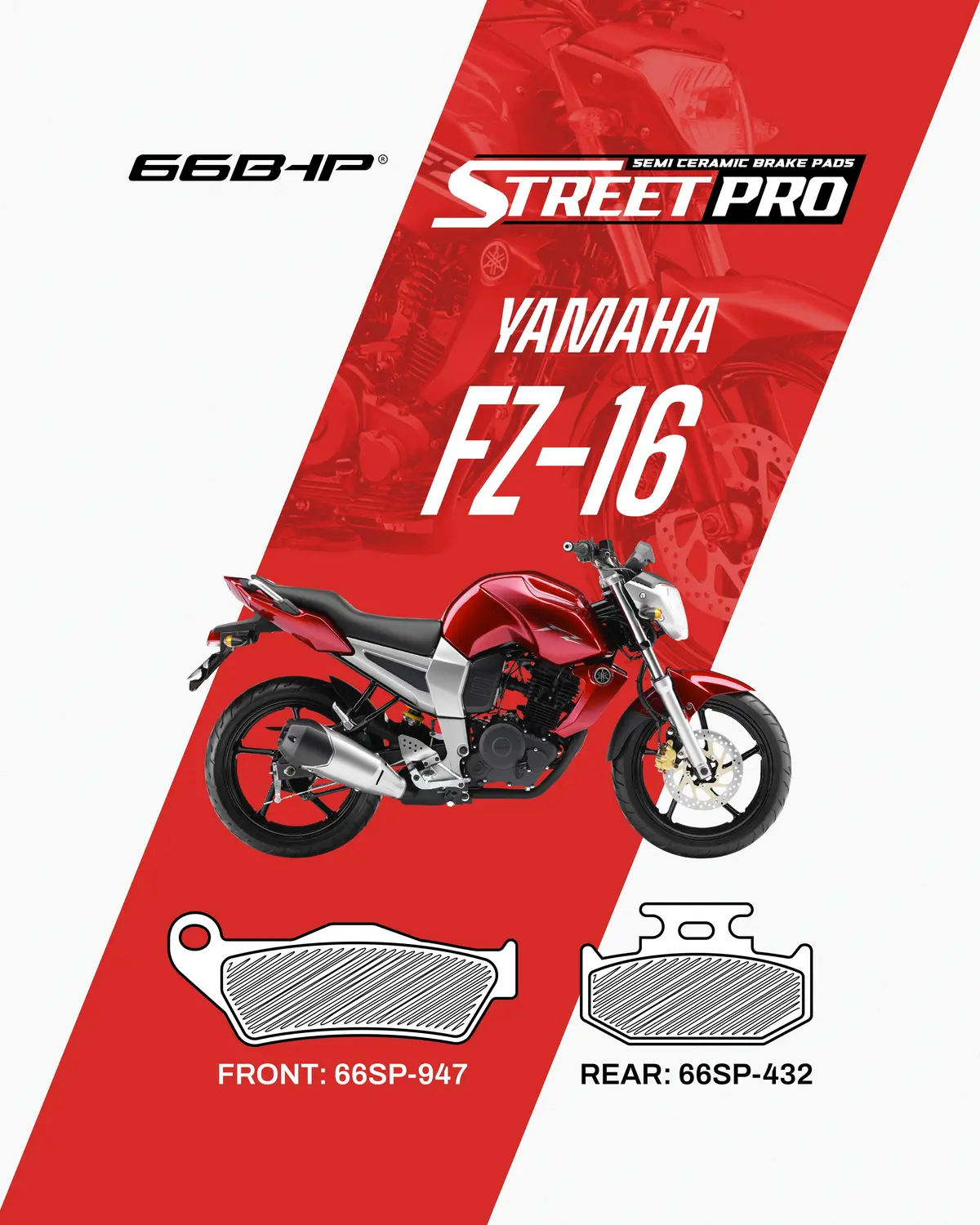 Yamaha Fz16 Street Pro Semi Ceramic Brake Pads 1