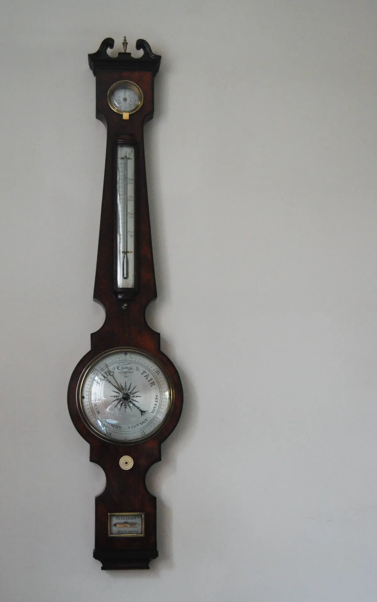 Rare William Iv Period 6" Dial Mahogany Wheel Barometer By Silvani & Co Brighton 1