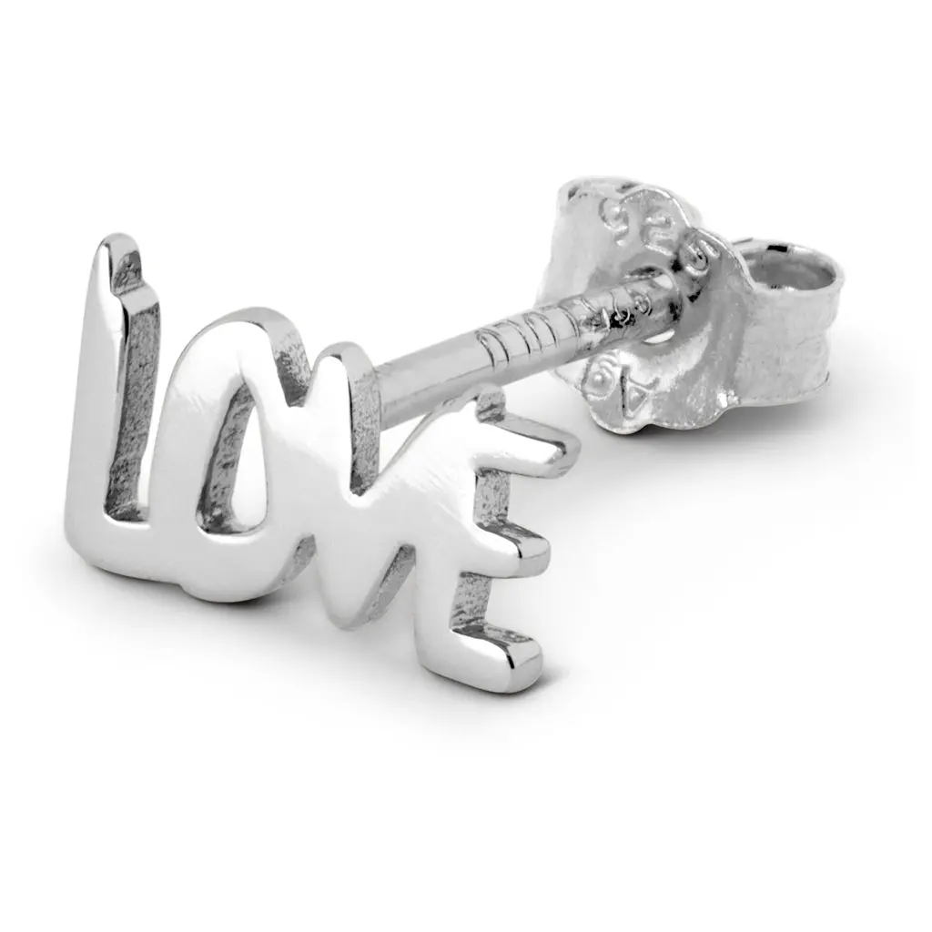 Word Love Earring 1 Pcs - Silver 1