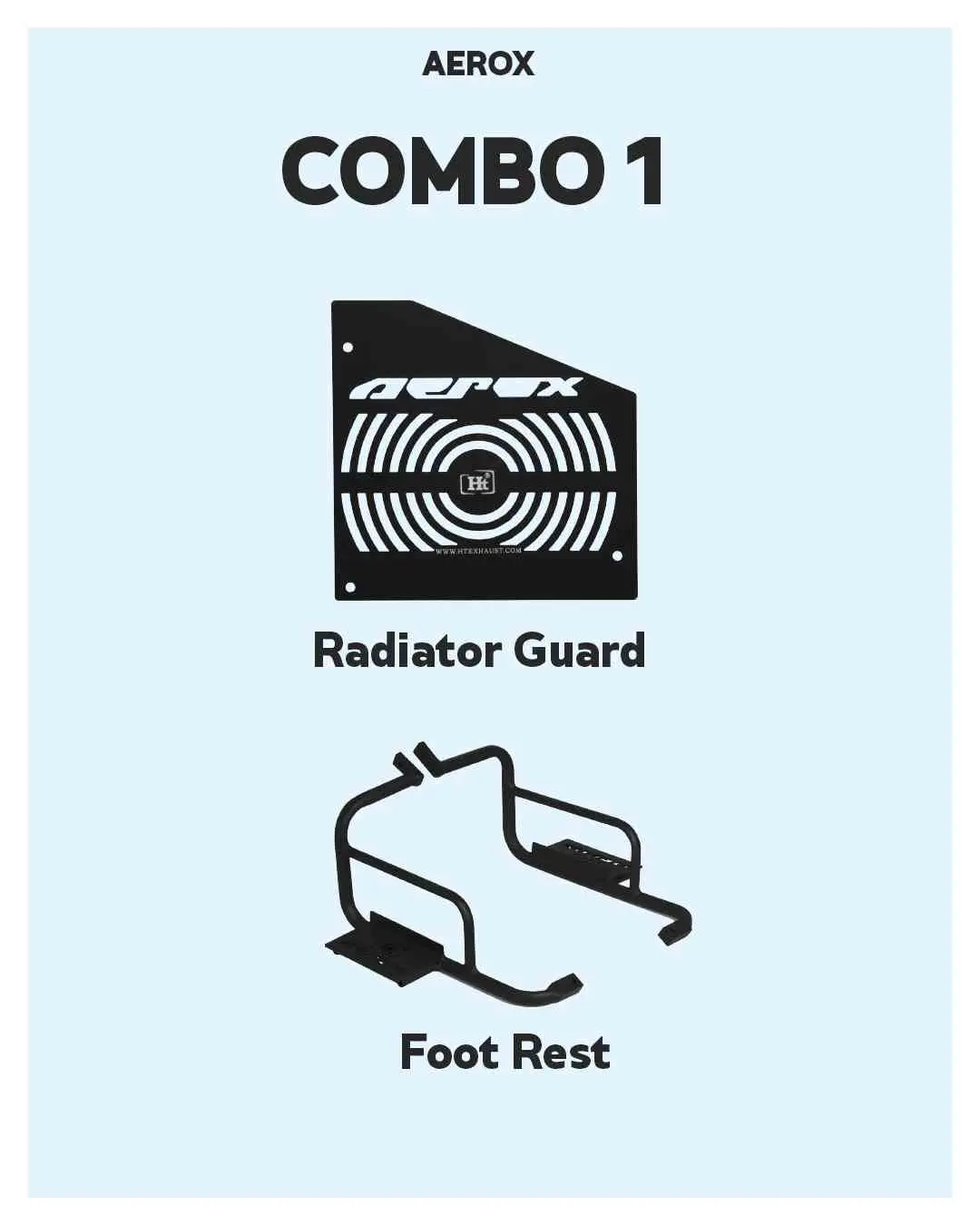 Combo 1 Aerox 155 Radiator Guard + Footrest – Ht Exhaust 1