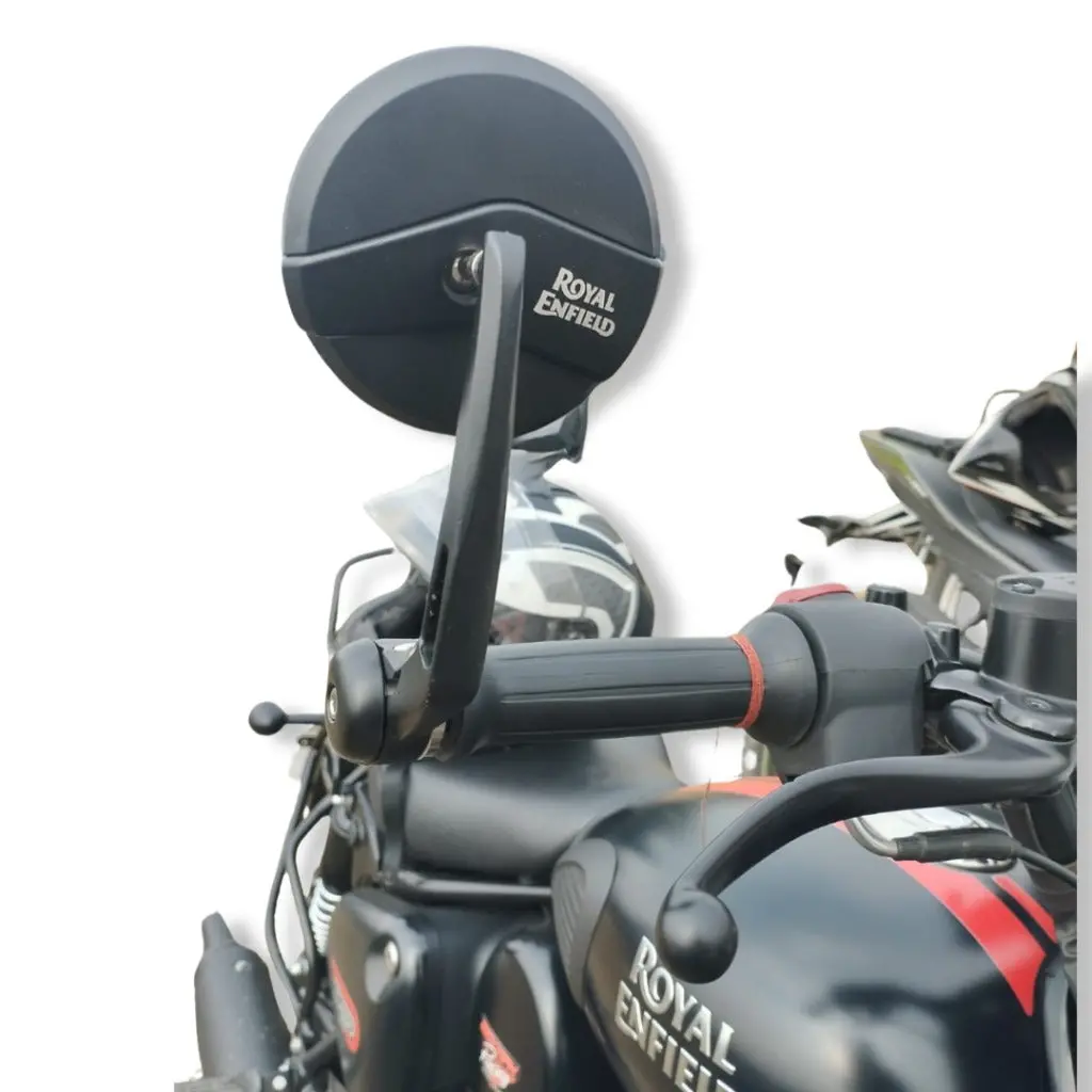 Handle Bar End Mirror For Royal Enfiled Classic /Electra / Reborn/Standard - 350/ 500, Hunter 350, Meteor 350, Super Meteor 650, Himalayan/Scram 411, Round Mirrors 1