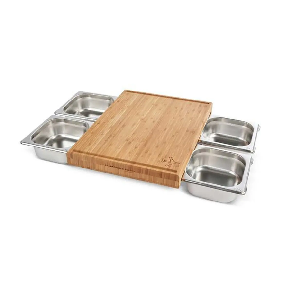 Bordbar | Bamboo Chopping Board | Steel Containers Set Of 4 1