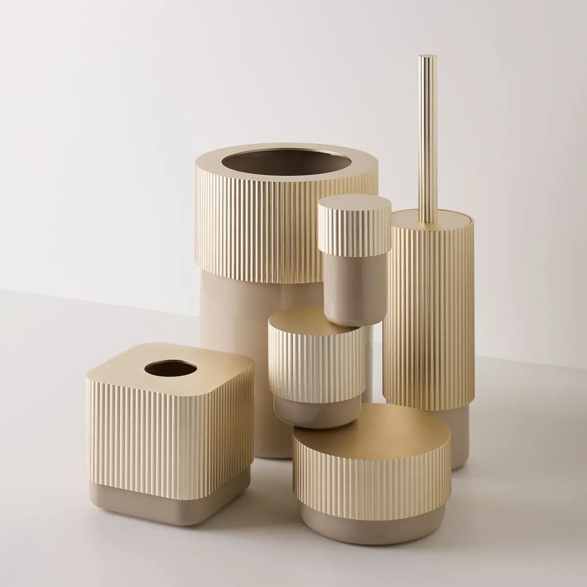 Decor Walther | Of.Line Series | Toilet Brush Set | Champagne + Dune 2