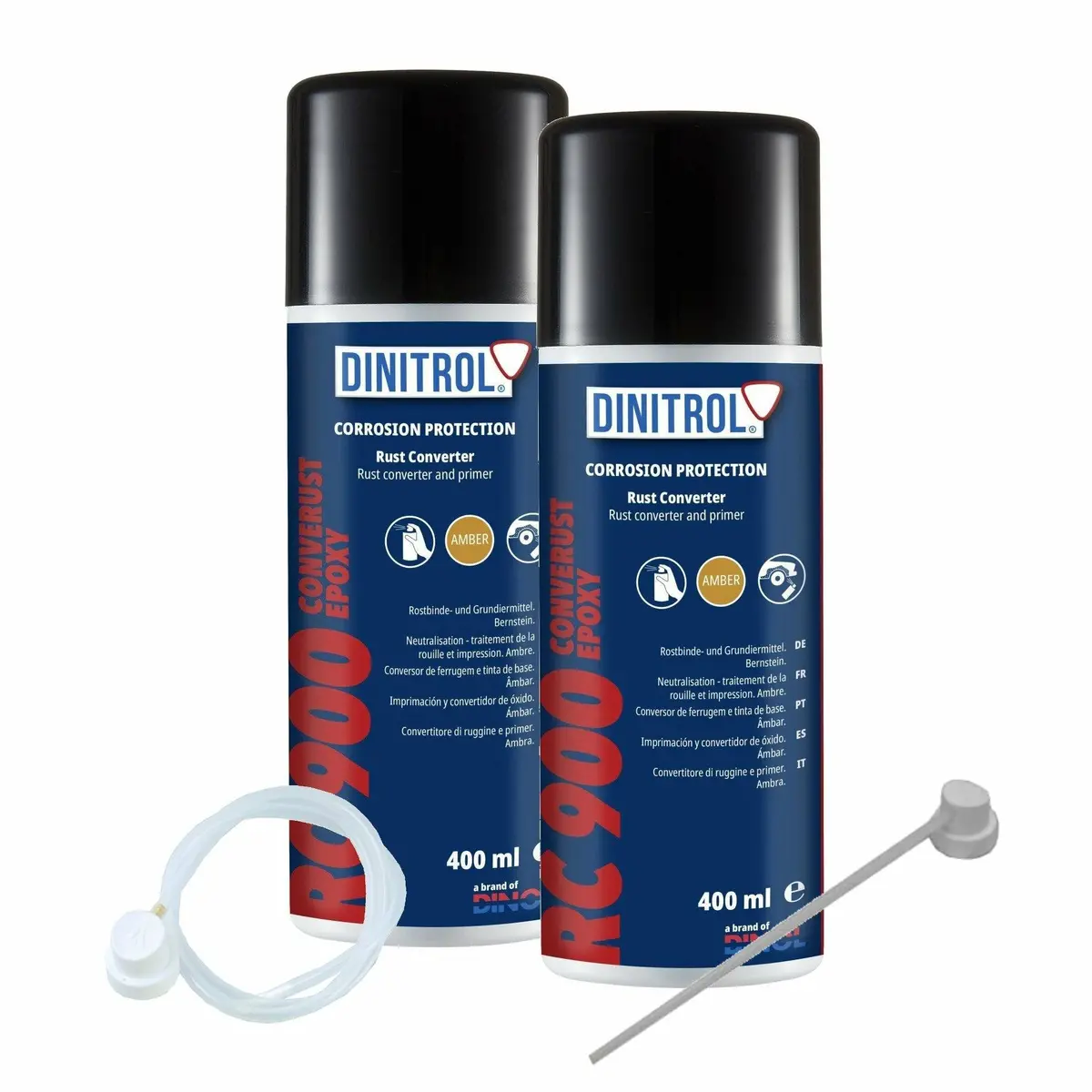 Dinitrol Rc900 Rust Converter Primer 400Ml 2X Can + Extension Nozzles Din18 1