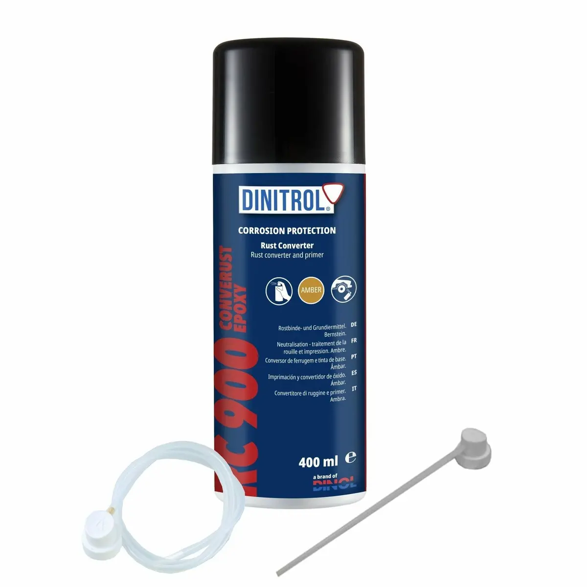 Dinitrol Rc900 Rust Converter Primer 400Ml Can + Extension Nozzles Protection 1100801 Din16 1