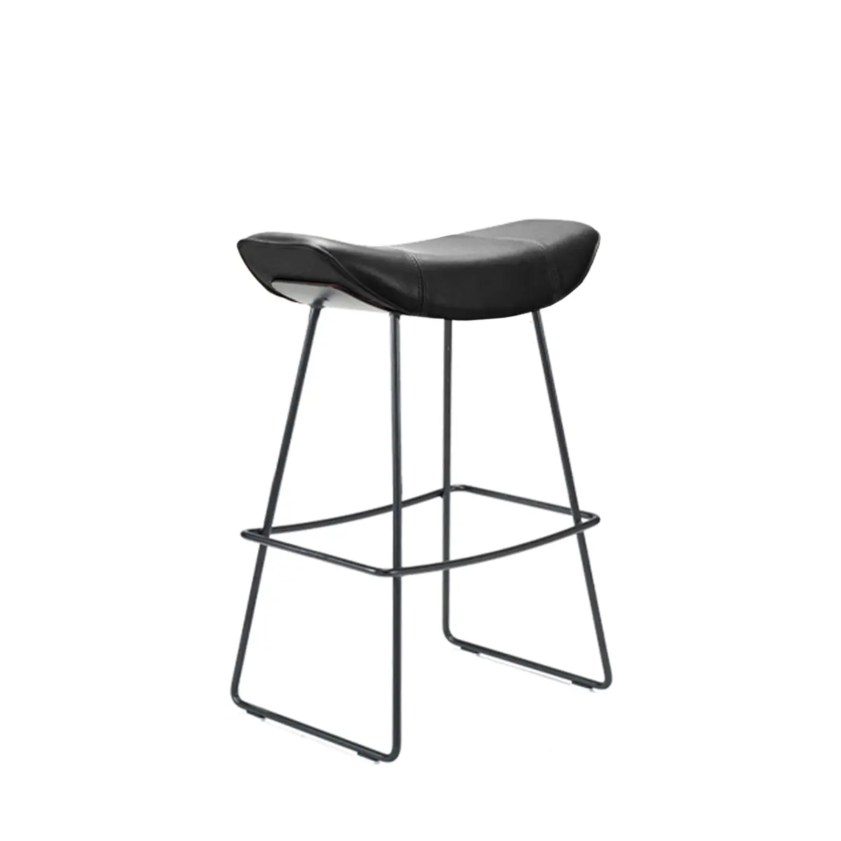Freifrau | Kya Kitchen Stool 63Cm | Cairo Ebony (Black) Leather + Black Wire Frame 1