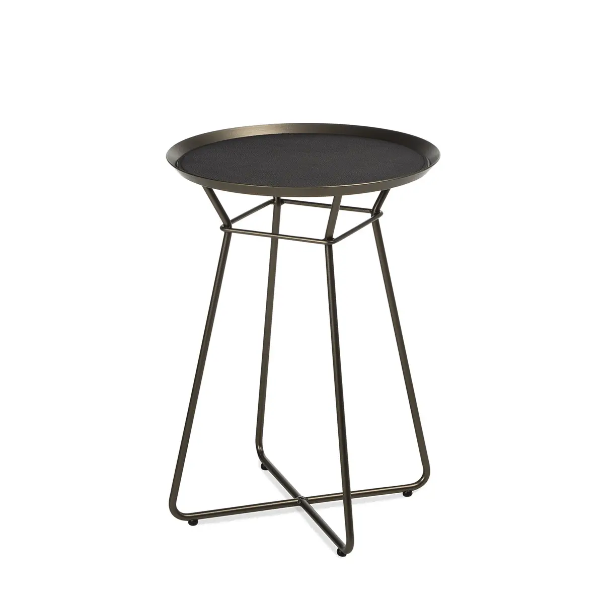 Freifrau | Leya Coffee Table With Leather Inlay | Small | Steel Bronze Glaze 1