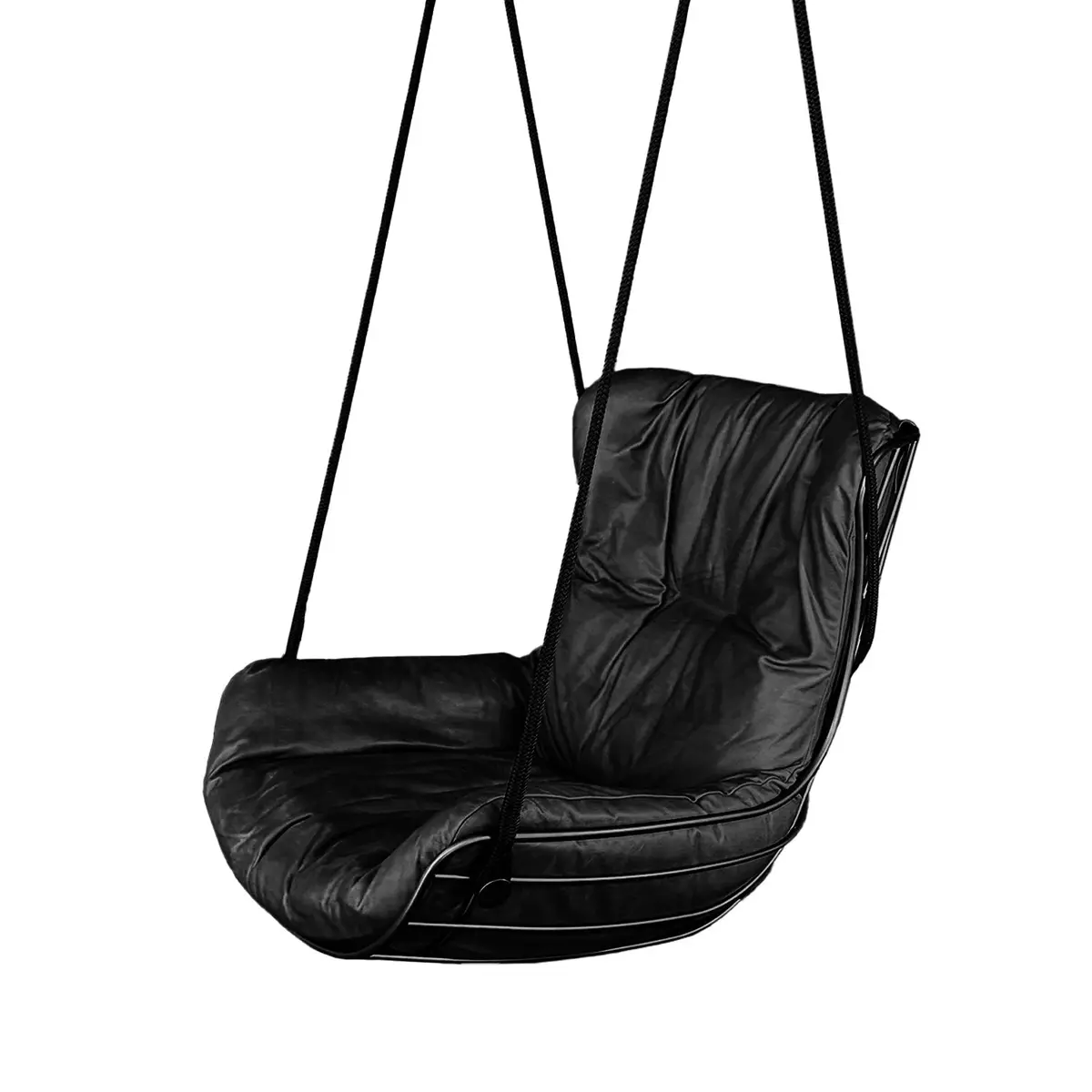 Freifrau | Leyasol Wingback Swing Seat | Bronze Glaze Frame | Cairo Ebony (Black) Leather 1