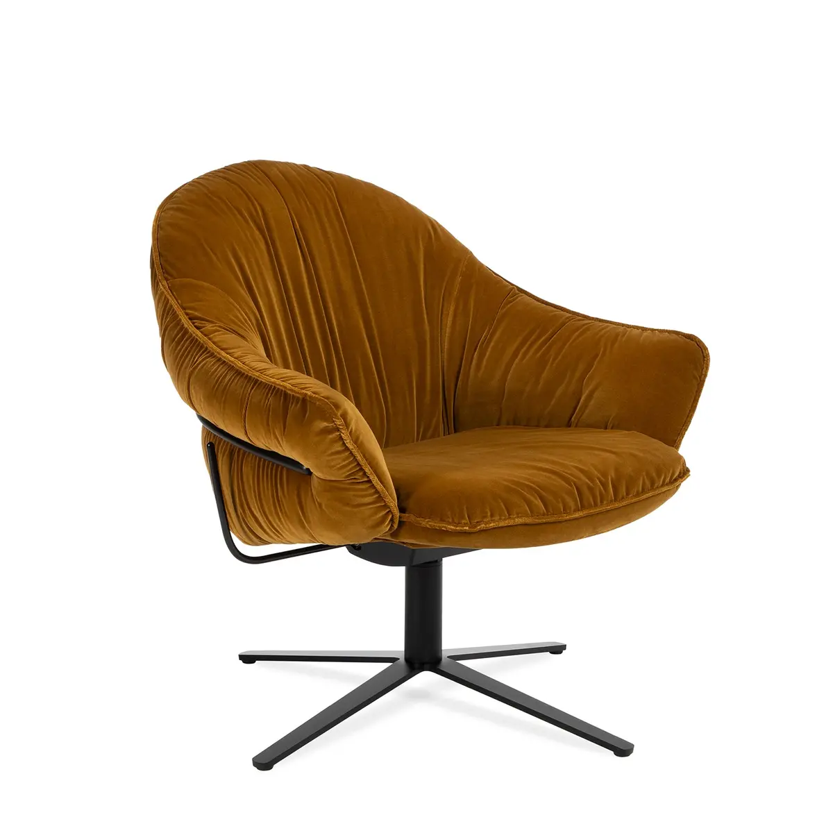 Freifrau | Marie Lounge Chair | X-Base With Rocker + Tilting Mechanism | Adamo + Eva Tabacco + Deep Black Frame 1