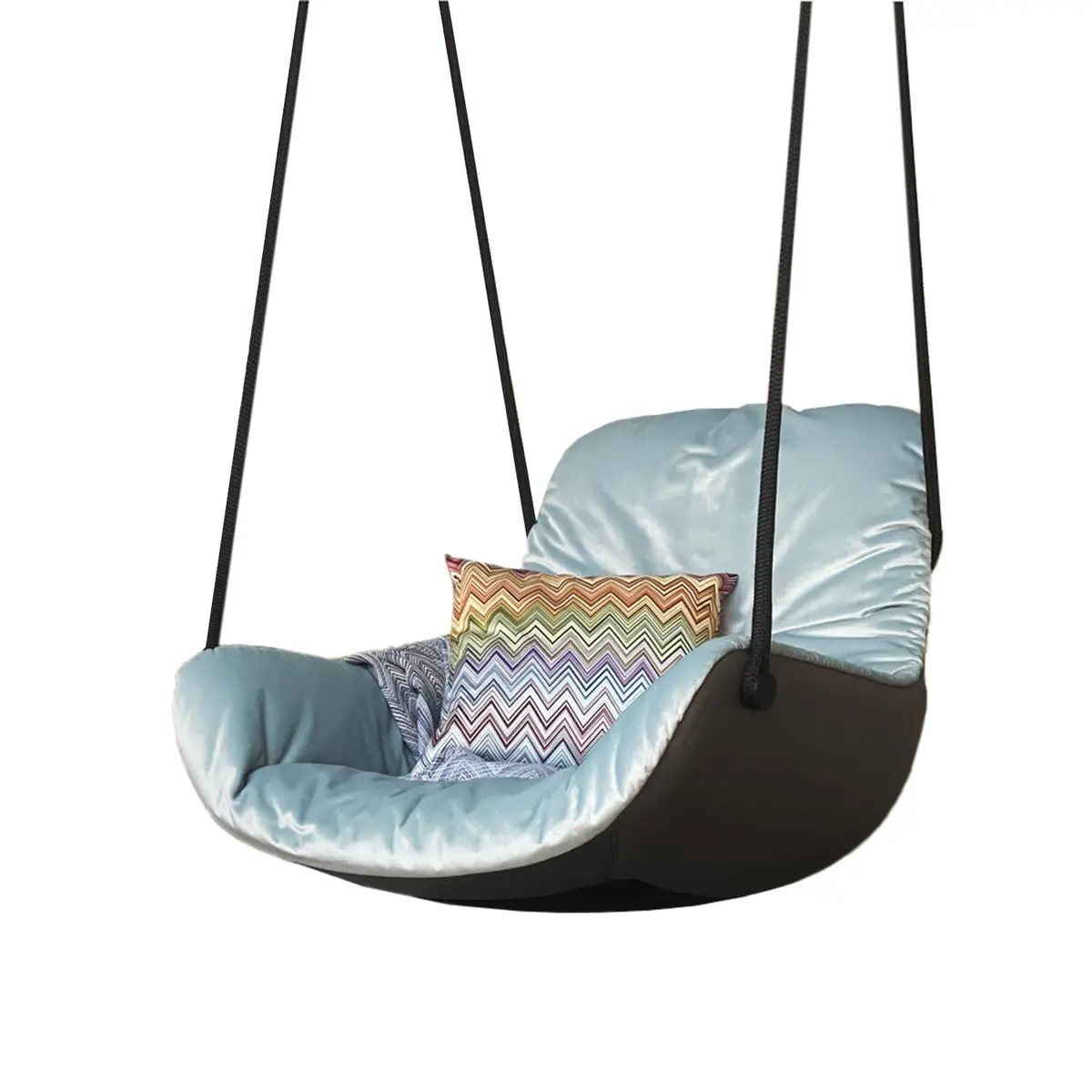 Freifrau | Leya Lounge Swing Seat | Avalon 0045 Light Blue + Sahara Plaza Leather - Ex Display 1