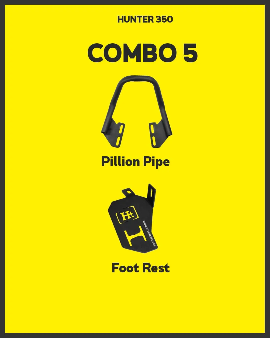 Combo 5 Hunter 350 Pillion Pipe + Foot Rest – Ht Exhaust 1