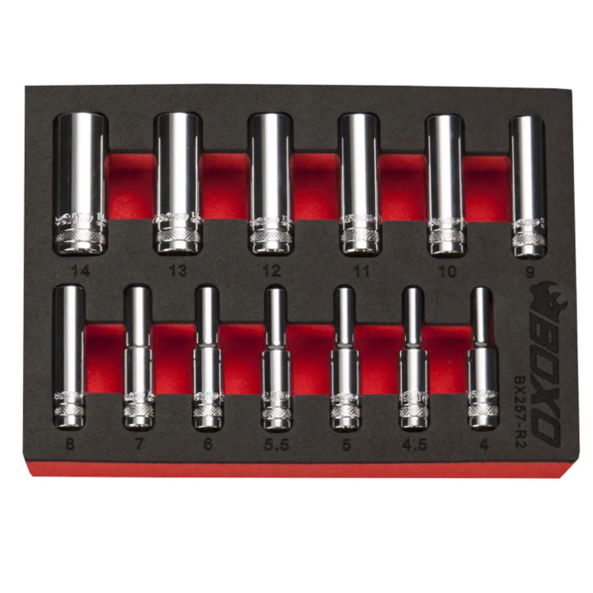 Boxo 13 Pce 1/4" 6 Point Deep Socket Set 4-14Mm 1
