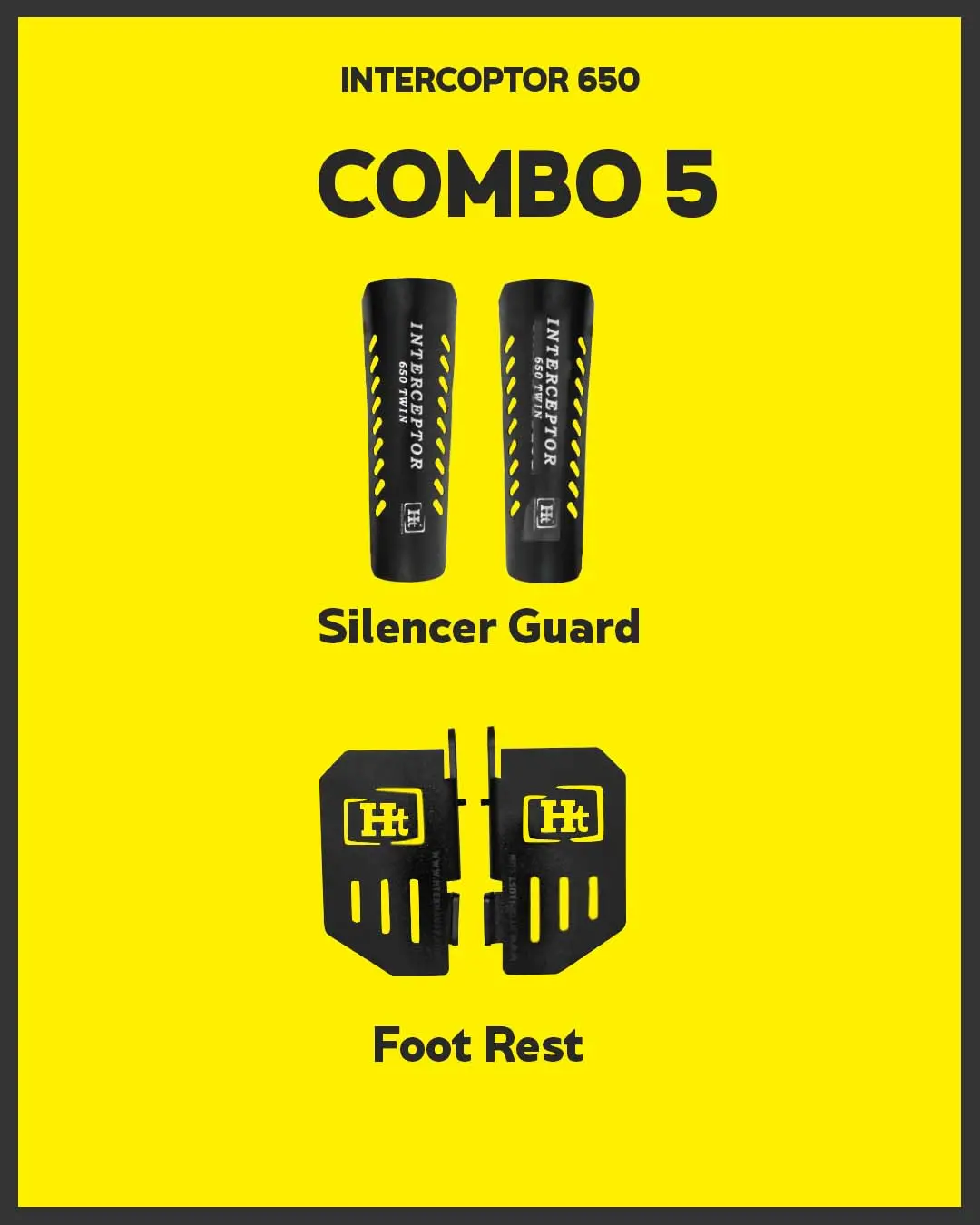 Combo 5 Interceptor Silencer Guard + Foot Rest – Ht Exhaust 1