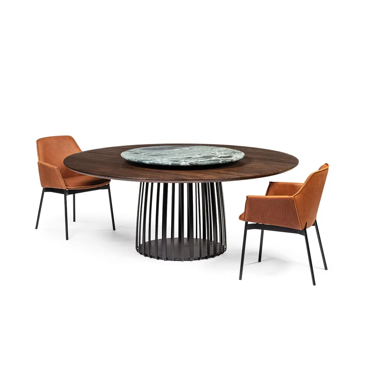 Janua | Bc 07 Basket Table Round | Smoked Oak + Black Base 185Cm 1