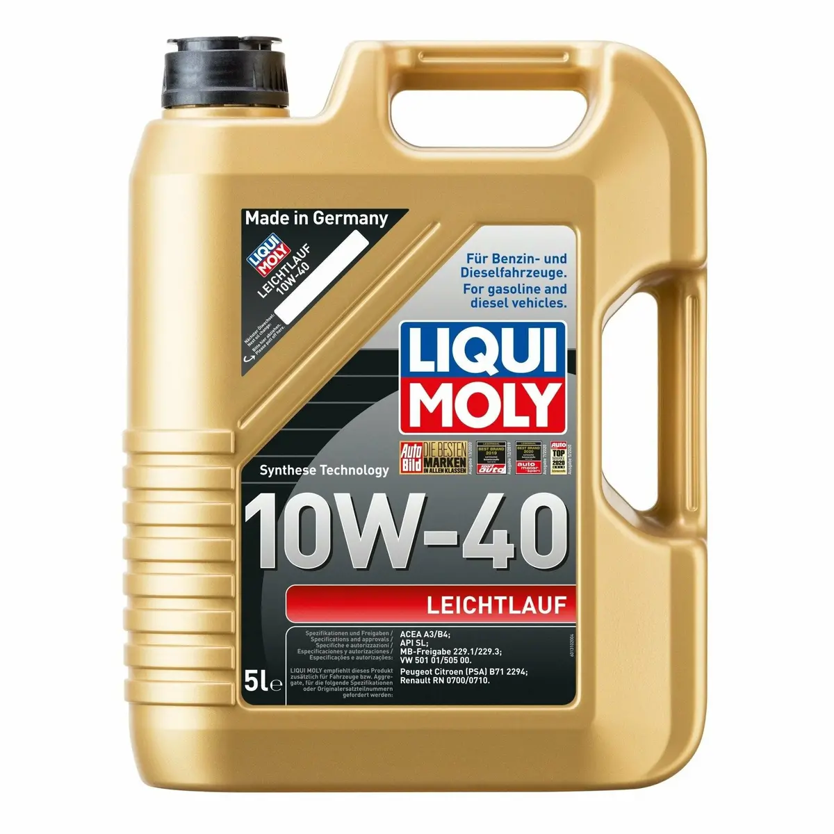 Liqui Moly 10W40 Engine Oil Smooth Running Acea A3 B4 Api Sl Vw Mb 9502 2