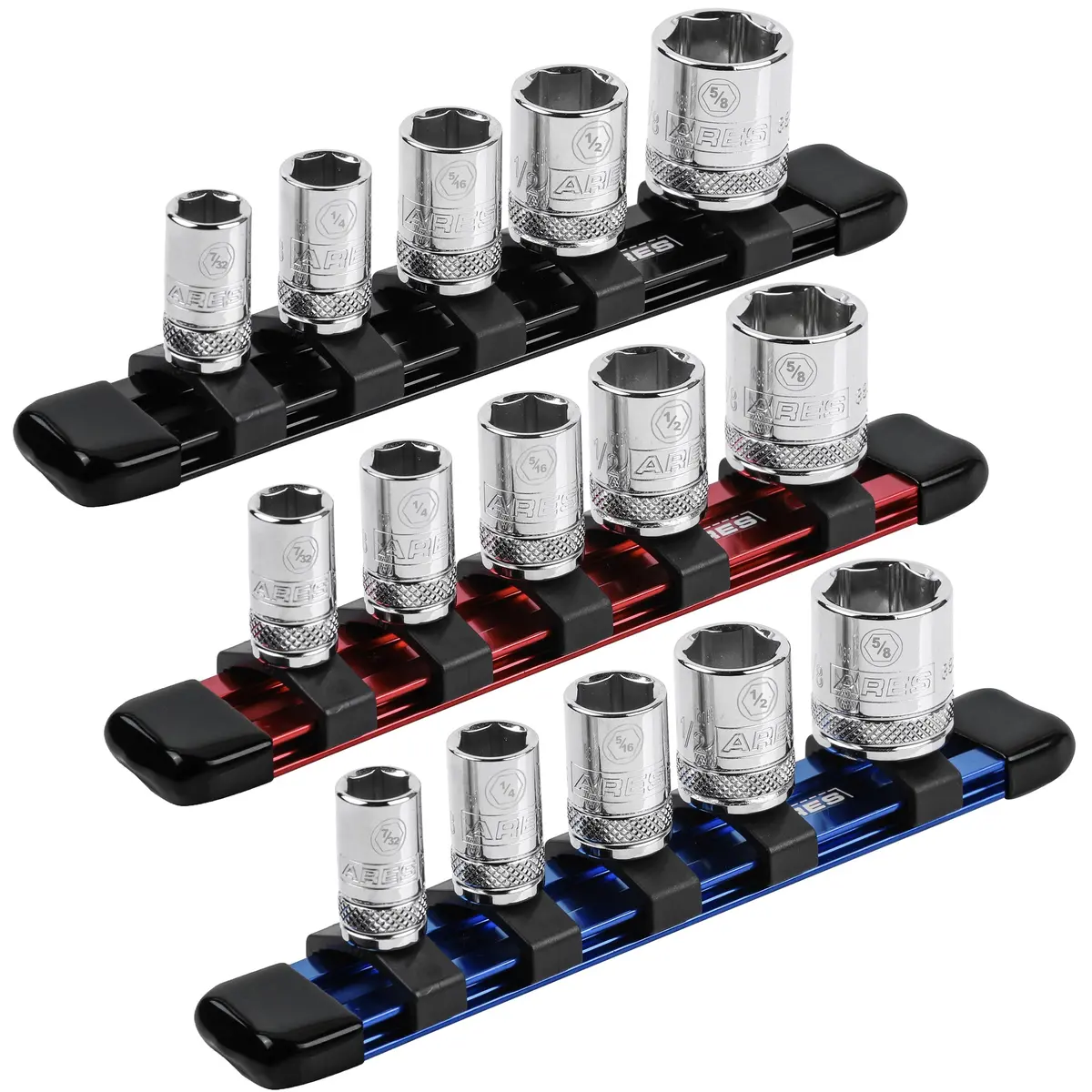 Ares 60064 - 3-Piece 1/4-Inch Drive 6-Inch Aluminum Socket Rail Set 1