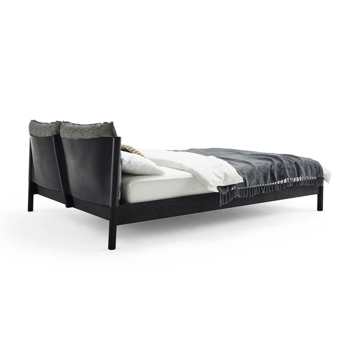 Moeller Design | Liv Queen Bed | Stained Oak + Black Leather 1