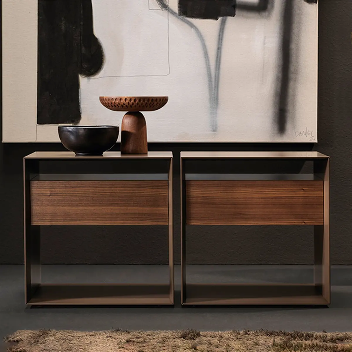 Moeller Design | Rag Box K50 | Chest With 1 Drawer | Black + Walnut 1