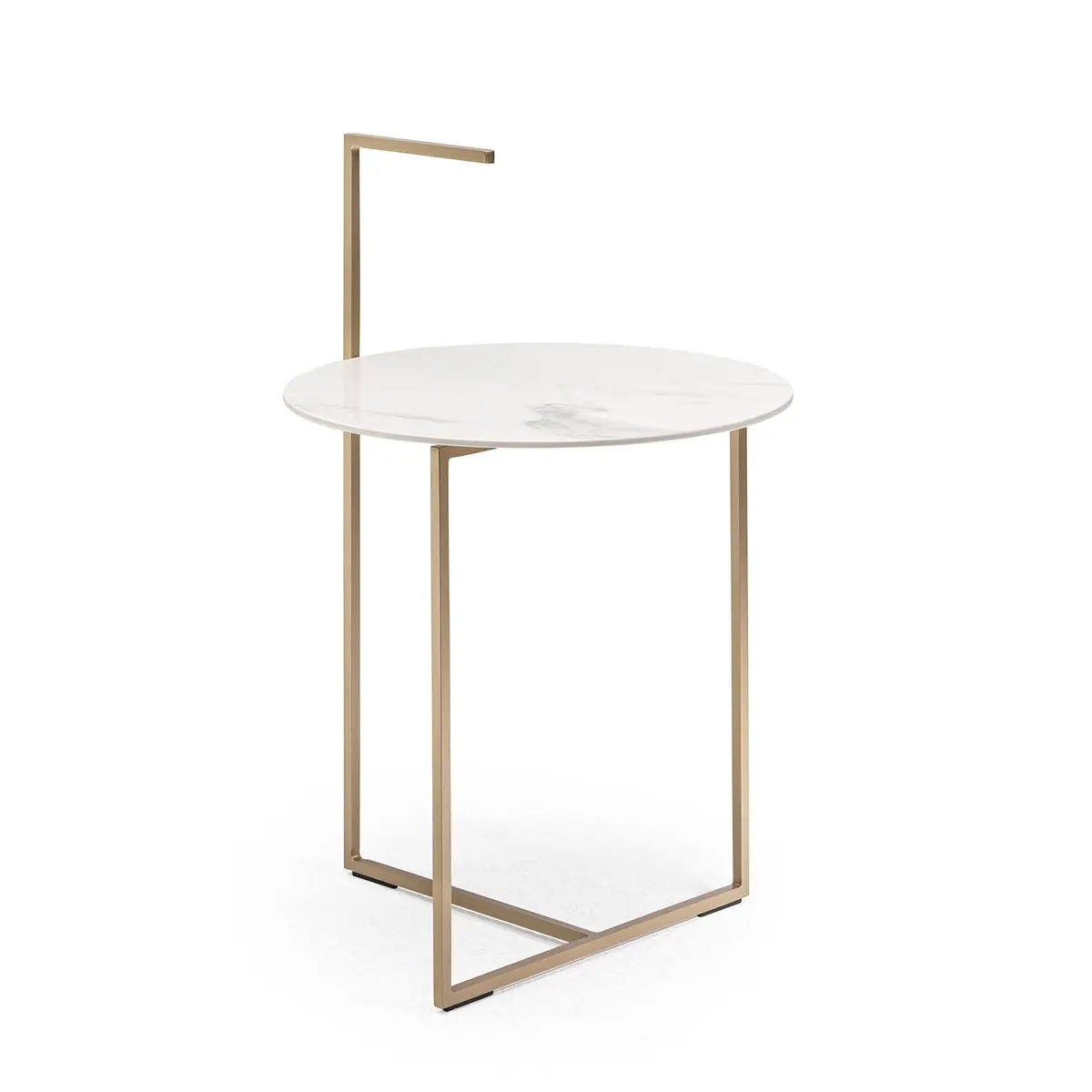 Moeller Design | Carry Side Table | White Calacatta Ceramic + Gold Frame 1