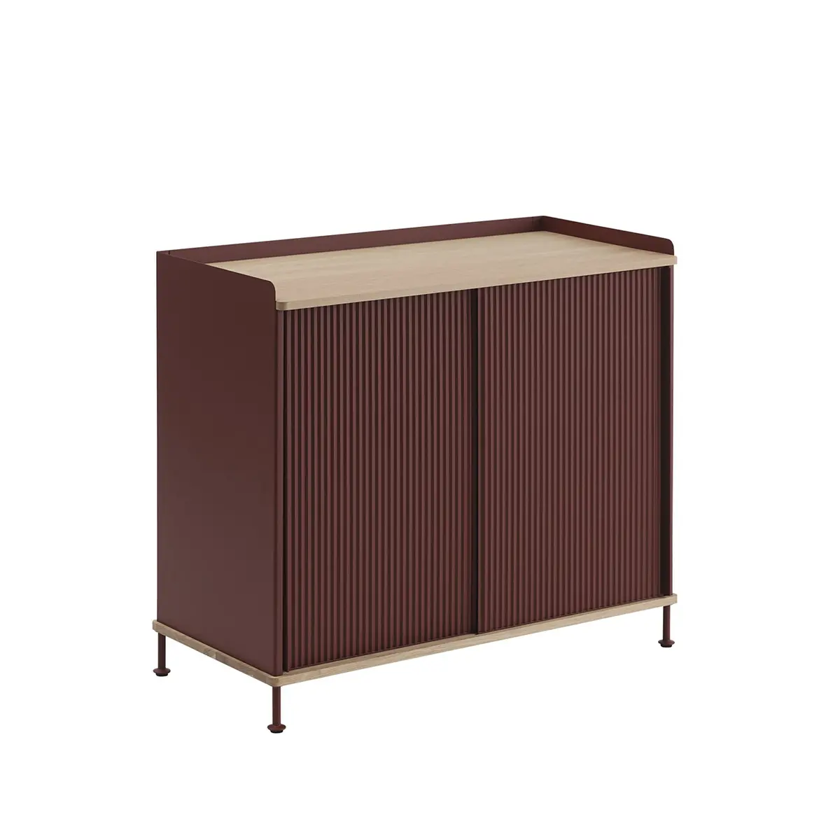Muuto | Enfold Sideboard Tall | Deep Red + Oiled Oak 1