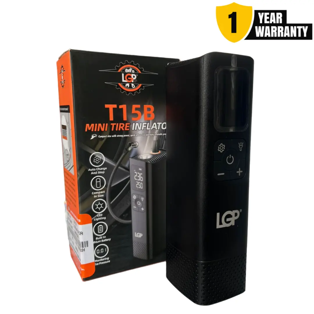 Lgp T15b Smart Tyre Inflator Portable Air Compressor - 150 Psi Portable Air Pump With Accurate Led Tyre Pressure Display, Fast Inflation For Vehicles, Motorcycle, Bikes Tires, Car ,Balls, Swimming Ring - 1 Year Warranty 1