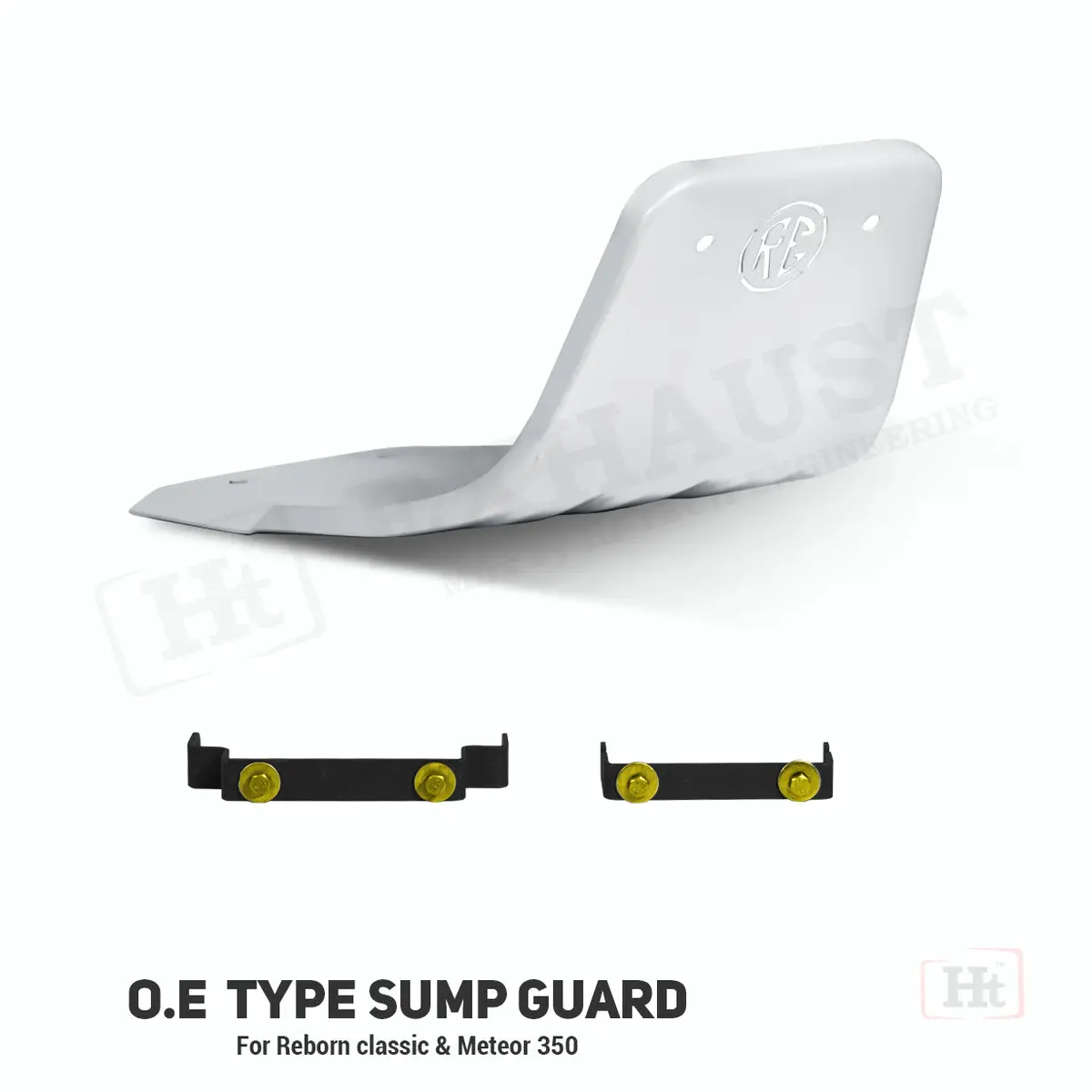 Hitech O.E Type Sump Guard For Meteor And Reborn Classic Silver Powder Coated 2