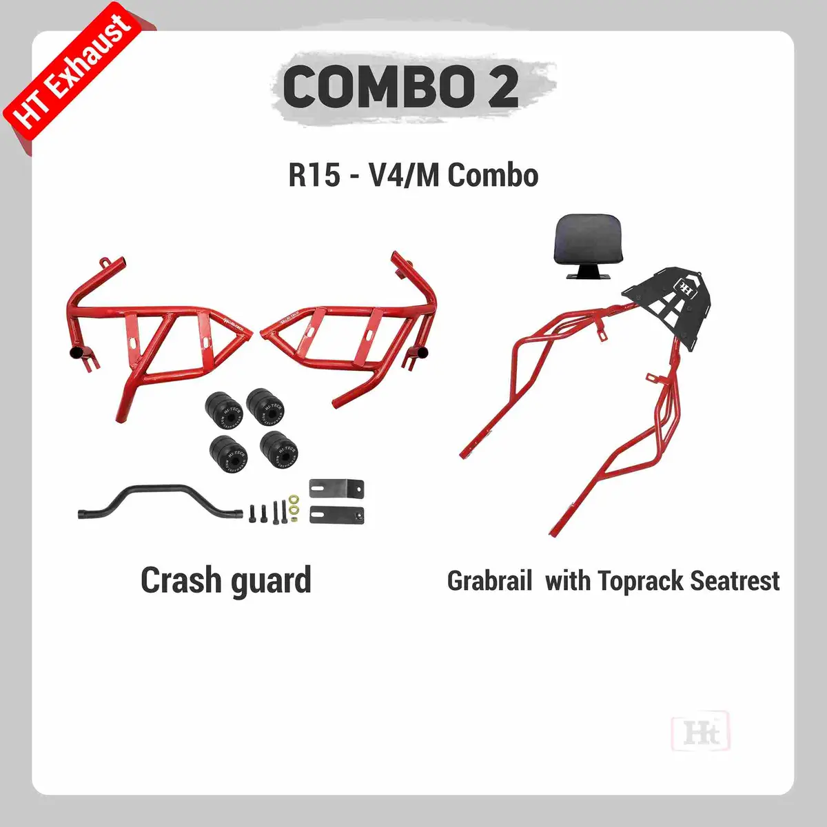 Combo 2 R15 V4 Crash Guard + Grab Rail With Top Rack Seat Rest – Ht Exhaust 1