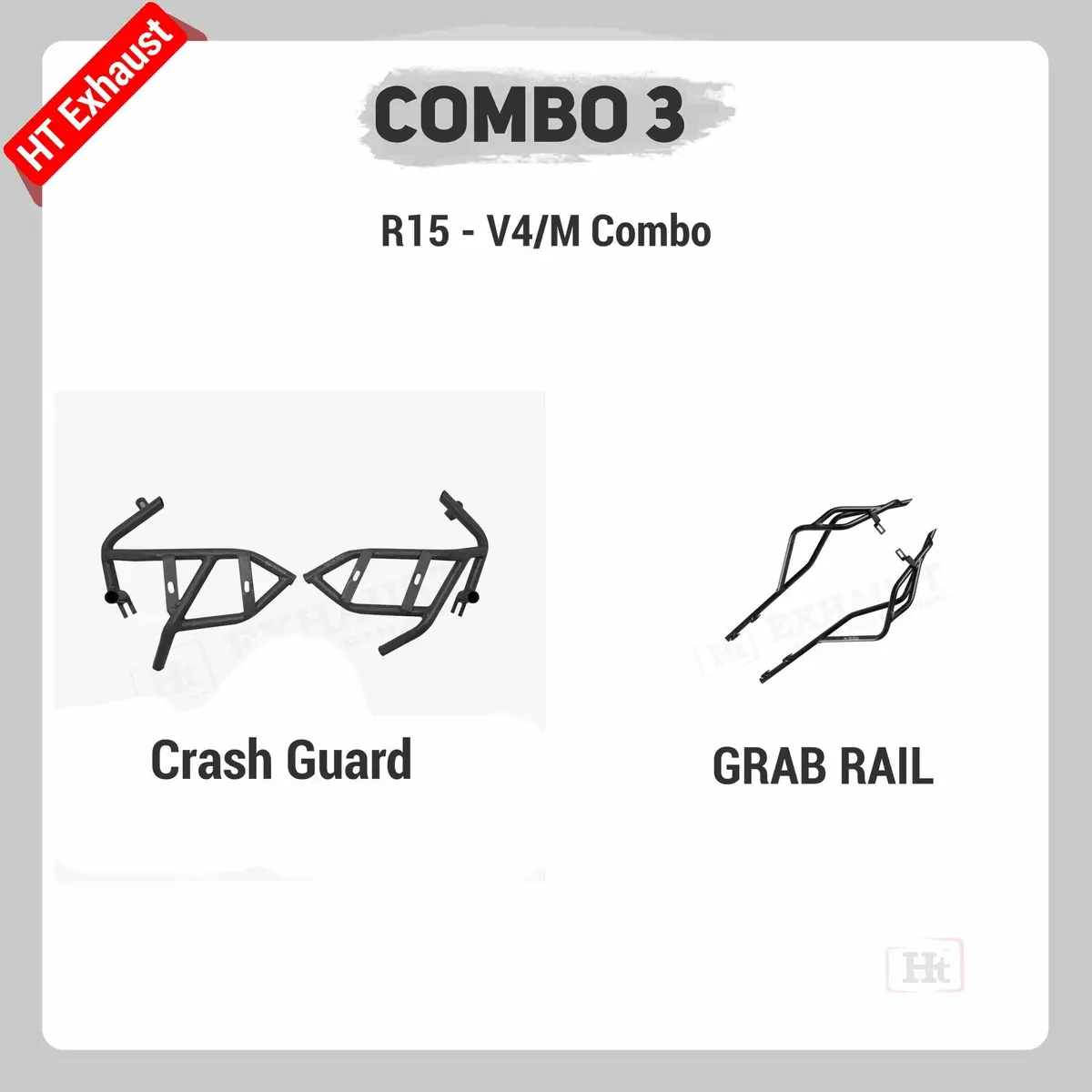 Combo 3 R15 V4 Crash Guard + Grab Rail – Ht Exhaust 1
