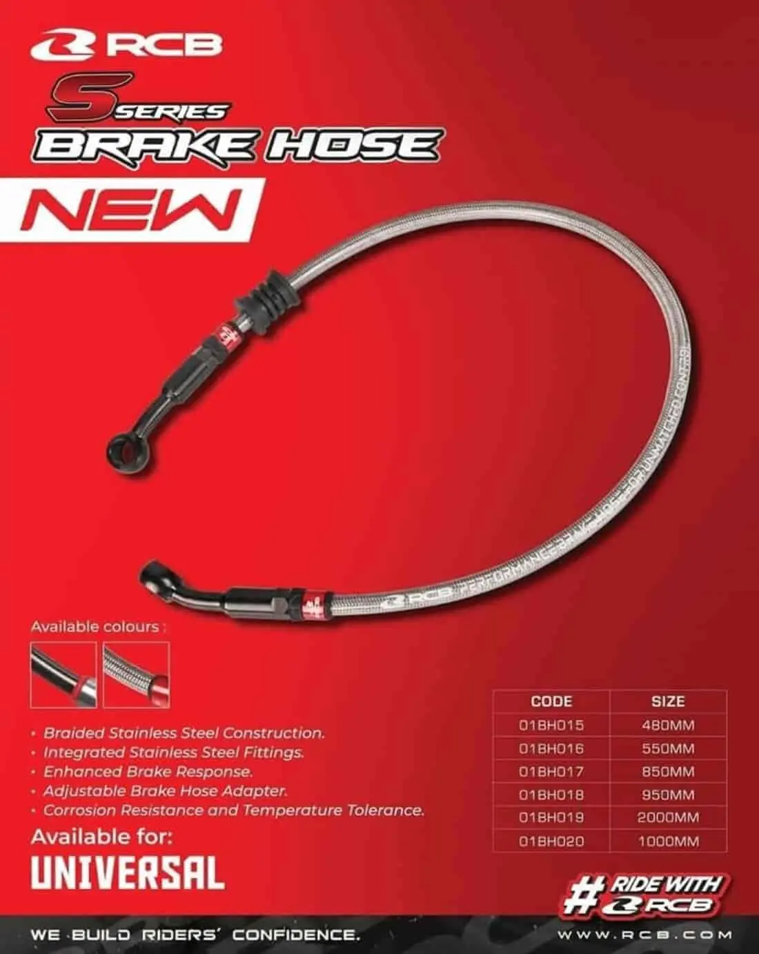 Rcb S Series Teflon Brake Hose Silver 1