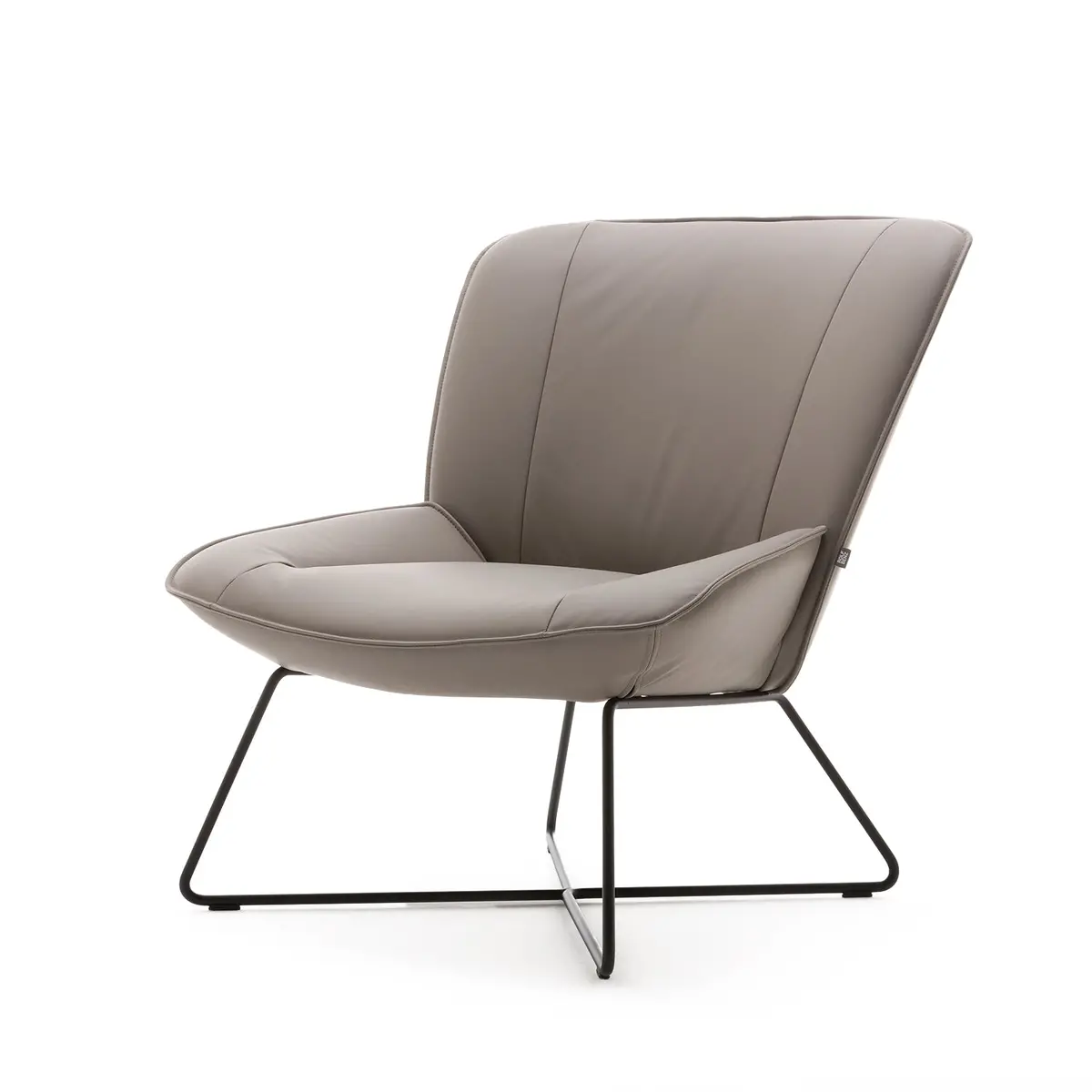 Rolf Benz | 383 Armchair | Leather Beige Grey 42.402 + Umbra Grey Frame 1