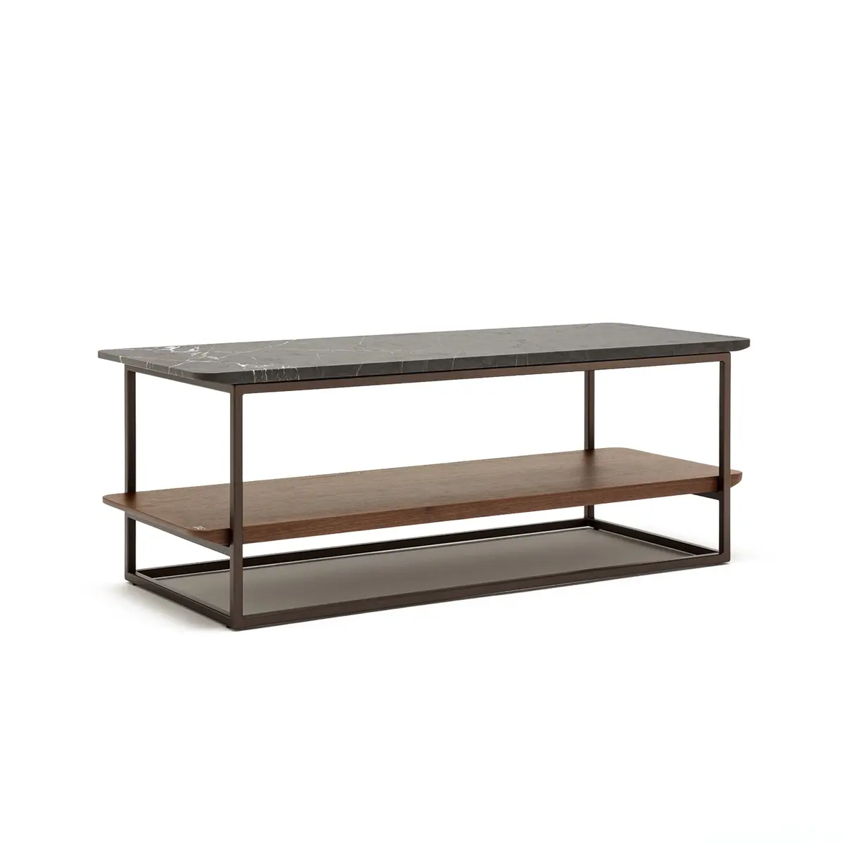 Rolf Benz | 987 Coffee Table | Stone Graphite Brown + American Walnut + Marrone Metallic Frame 1