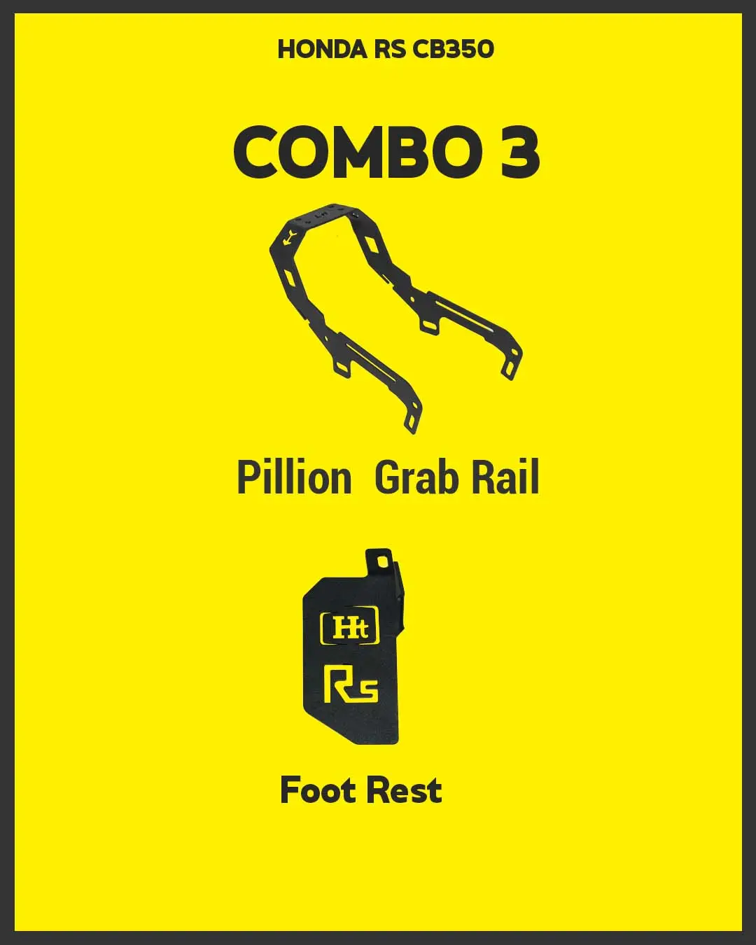 Combo 3 Rs Cb350 Pillion Grab Rail + Foot Rest – Ht Exhaust 1