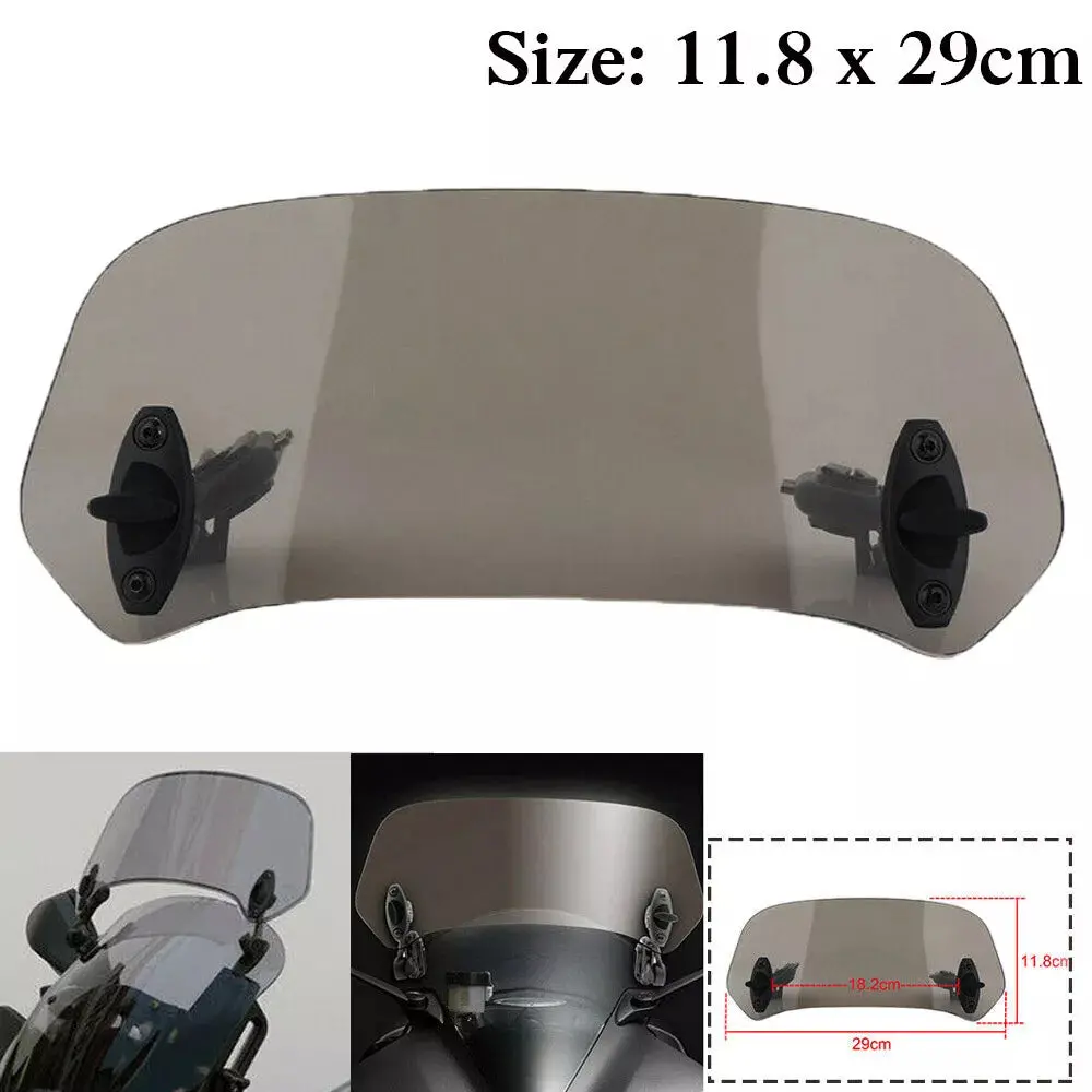 Universal Motorcycle Windshield Extender (Adjustable Spoiler Clamp On Windshield Deflector) - Smoke 1