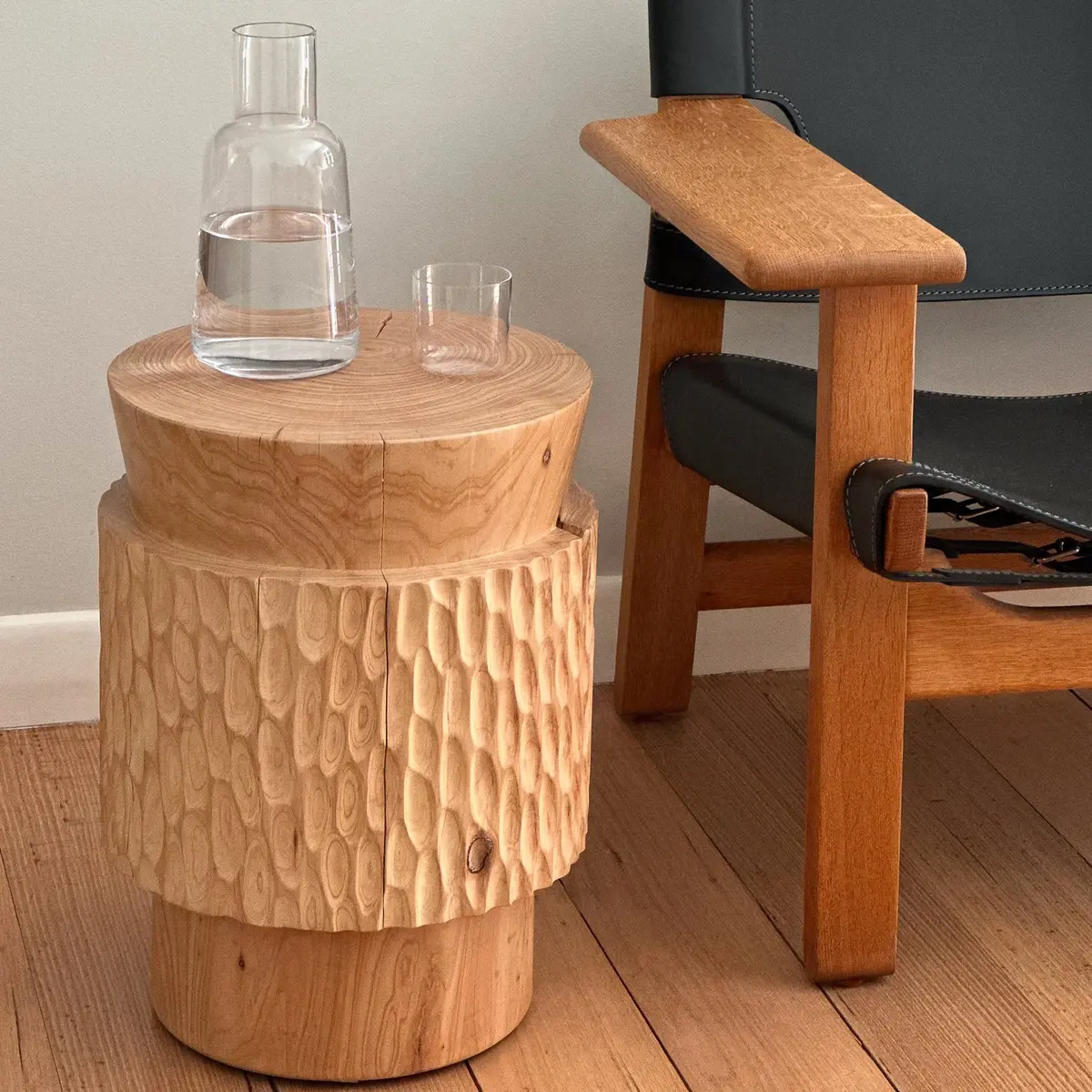 Studio Nikco | Wooden Stool / Side Table | Cone Top No.2 Carved - Cypress Pine 2