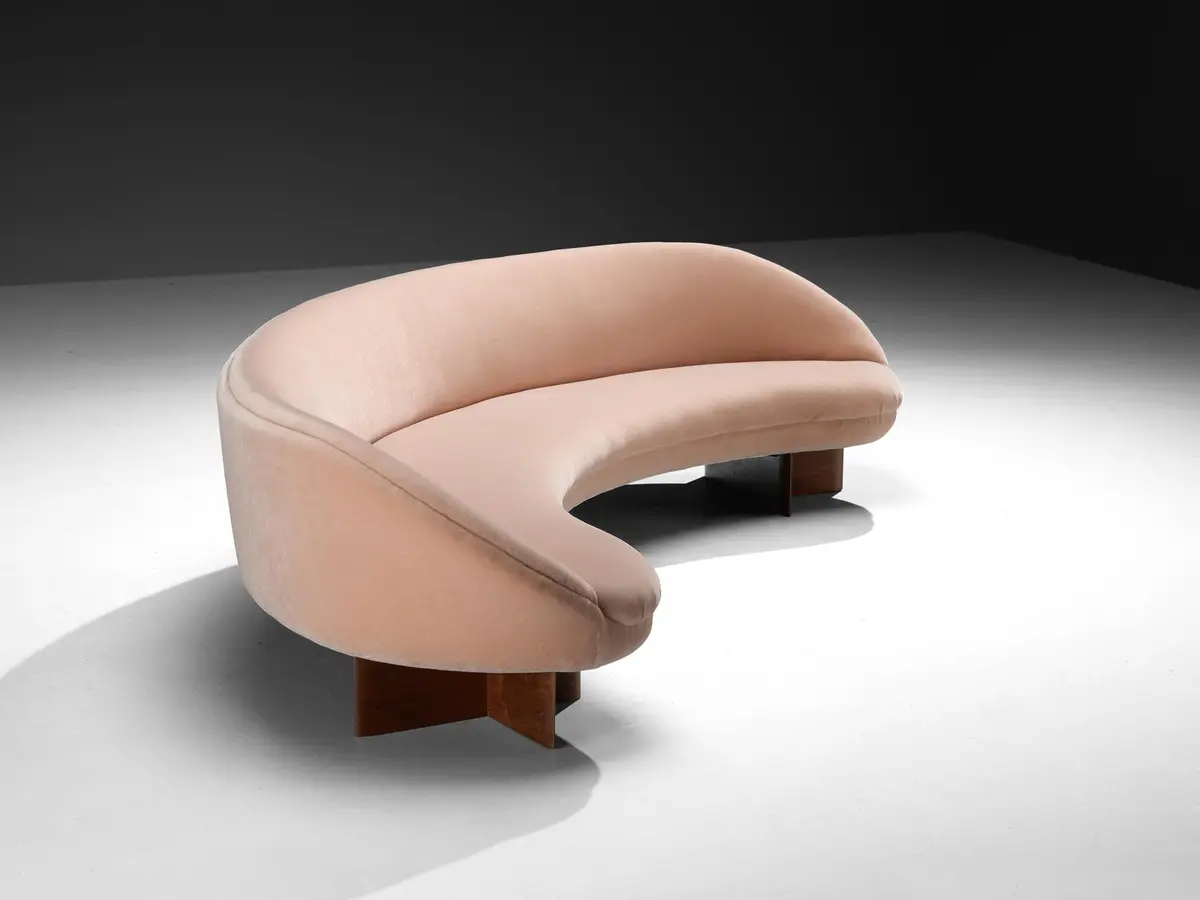 Vladimir Kagan For Kagan-Dreyfuss Inc '6999' Sofa In Mohair And Walnut 1